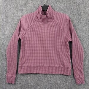 The North Face Sweater Womens Medium Purple Waffle Thermal 1/4 Zip Mock Neck
